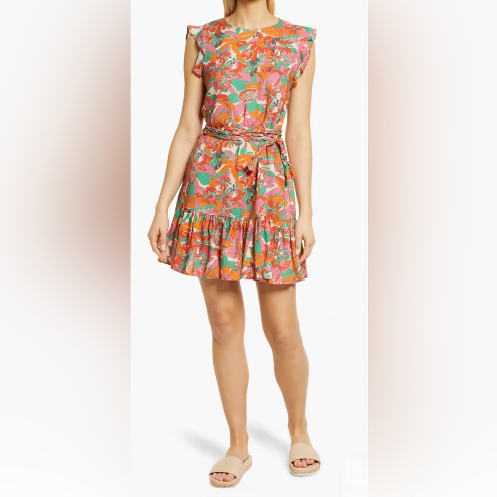Marine Layer Laney Linen Blend Mini Dress,Size-Medium